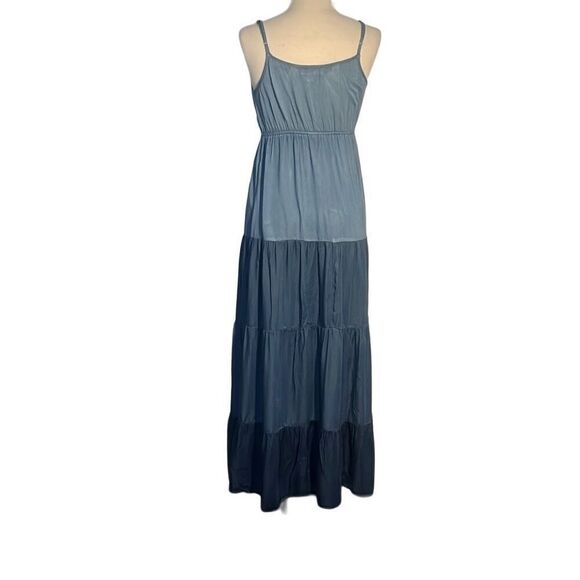 Karen Kane Tiered Chambray Maxi Dress Women’s Small - Picture 3 of 7